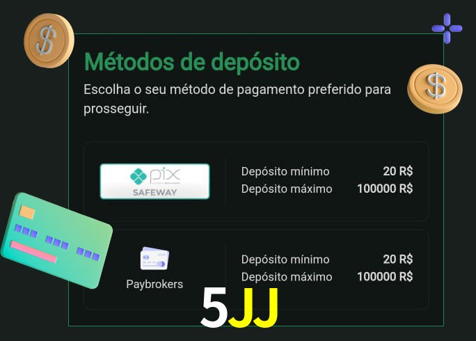 O cassino 5JJ oferece uma grande variedade de métodos de pagamento